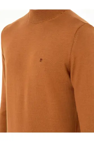 Kahverengi Slim Fit Yarım Balıkçı Yaka Basic Triko Kazak 50296614-VR163 - Kahverengi - 7