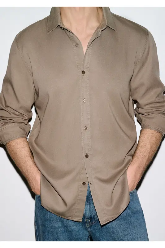 Kahverengi (TENCEL™) Gömlek Regular Fit / Normal Kesim 0210818-83866-Kahverengi - 3