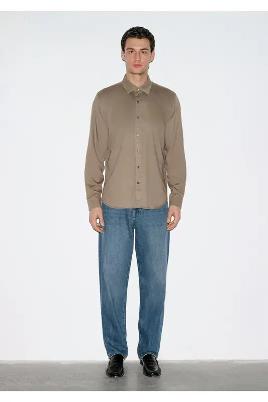 Kahverengi (TENCEL™) Gömlek Regular Fit / Normal Kesim 0210818-83866-Kahverengi - 4
