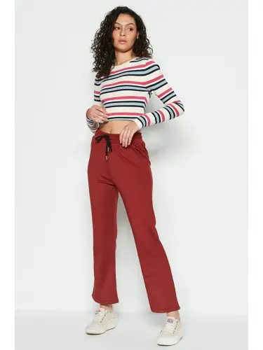 Kahverengi Wide Leg İspanyol Paça Eşofman Altı 804 Kiremit-Kahverengi - 1