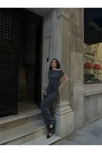 Каик Яка Бюзгюлю Блуз Пантoлон Такым-АНТРАСИТ - 4