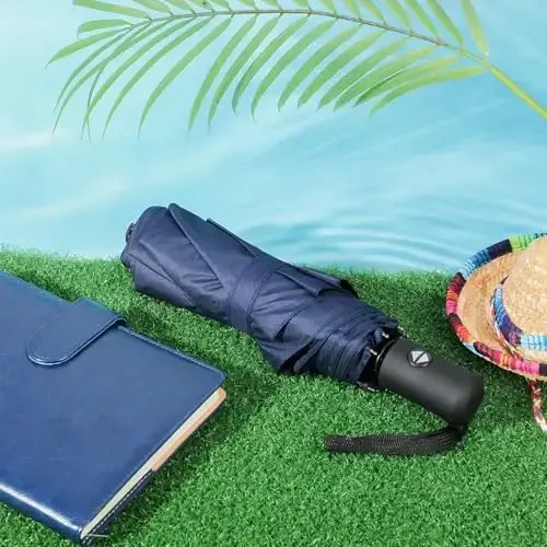 Kajaia 4 Pack Soyabonlar ixcham Shamoldirmaydigan, Avtomatik ochiladigan va yopiladigan yomg'ir soyaboni yig'ma erkaklar ayollar sayohati uchun - 5