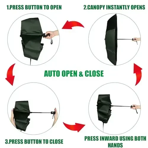 Kajaia 4 Pack Umbrellas Compact Windproof, Automatic Open and Close Folding Rain Umbrella Collapsible for Men Women Travel - 4