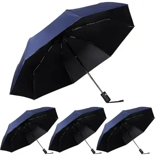 Kajaia 4 Pack Umbrellas Compact Windproof, Automatic Open and Close Folding Rain Umbrella Collapsible for Men Women Travel 