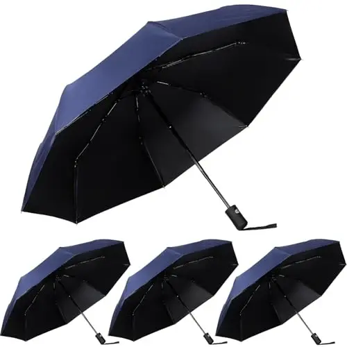 Kajaia 4 Pack Umbrellas Compact Windproof, Automatic Open and Close Folding Rain Umbrella Collapsible for Men Women Travel - KAJAIA