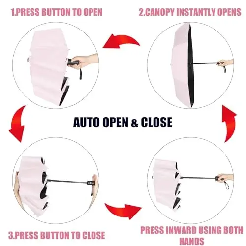 Kajaia 4 Pack Umbrellas Compact Windproof, Automatic Open and Close Folding Rain Umbrella Collapsible for Men Women Travel - 4