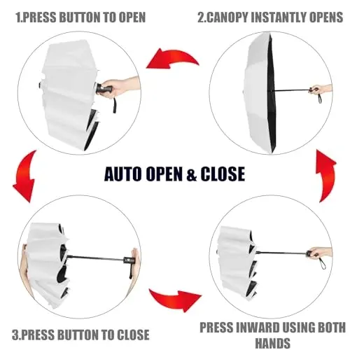 Kajaia 4 Pack Umbrellas Compact Windproof, Automatic Open and Close Folding Rain Umbrella Collapsible for Men Women Travel - 4