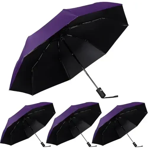Kajaia 4 Pack Umbrellas Compact Windproof, Automatic Open and Close Folding Rain Umbrella Collapsible for Men Women Travel - KAJAIA