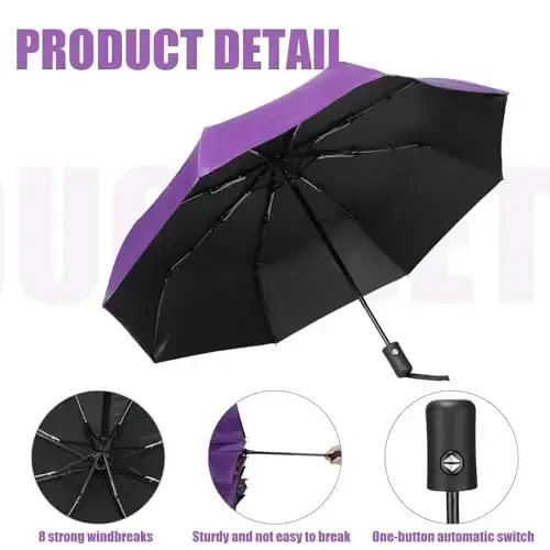 Kajaia 4 Pack Umbrellas Compact Windproof, Automatic Open and Close Folding Rain Umbrella Collapsible for Men Women Travel - 3