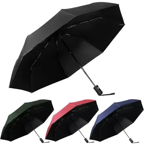 Kajaia 4 Pack Umbrellas Compact Windproof, Automatic Open and Close Folding Rain Umbrella Collapsible for Men Women Travel 