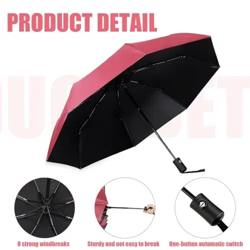 Kajaia 4 Pack Umbrellas Compact Windproof, Automatic Open and Close Folding Rain Umbrella Collapsible for Men Women Travel - 3