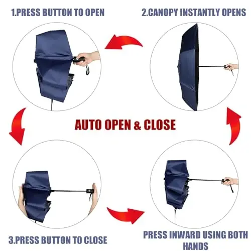 Kajaia 4 Pack Umbrellas Compact Windproof, Automatic Open and Close Folding Rain Umbrella Collapsible for Men Women Travel - 4