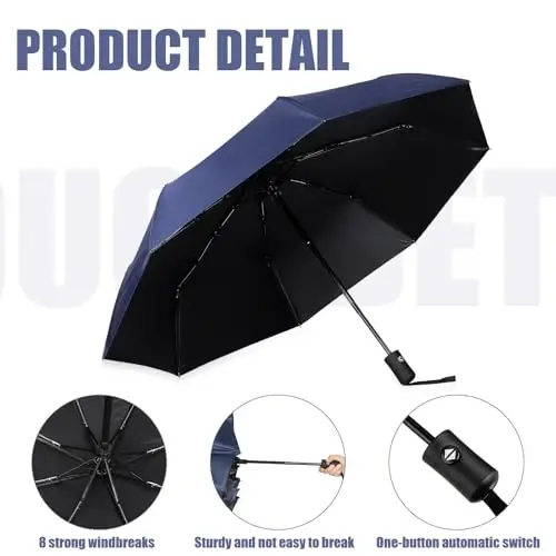 Kajaia 4 Pack Umbrellas Compact Windproof, Automatic Open and Close Folding Rain Umbrella Collapsible for Men Women Travel - 3