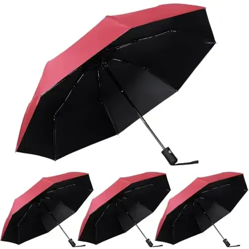 Kajaia 4 Pack Umbrellas Compact Windproof, Automatic Open and Close Folding Rain Umbrella Collapsible for Men Women Travel - 1
