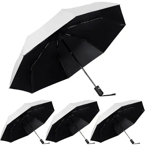Kajaia 4 Pack Umbrellas Compact Windproof, Automatic Open and Close Folding Rain Umbrella Collapsible for Men Women Travel 