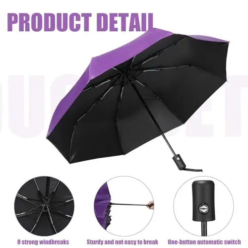 Kajaia 4 Pack Umbrellas Compact Windproof, Automatic Open and Close Folding Rain Umbrella Collapsible for Men Women Travel - 3