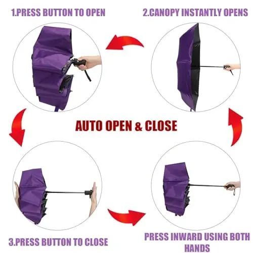 Kajaia 4 Pack Umbrellas Compact Windproof, Automatic Open and Close Folding Rain Umbrella Collapsible for Men Women Travel - 4