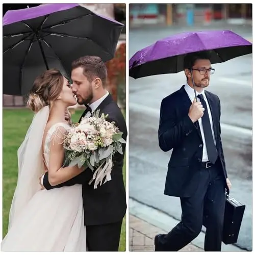 Kajaia 4 Pack Umbrellas Compact Windproof, Automatic Open and Close Folding Rain Umbrella Collapsible for Men Women Travel - 5