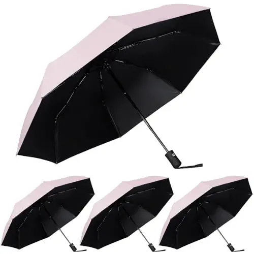 Kajaia 4 Pack Umbrellas Compact Windproof, Automatic Open and Close Folding Rain Umbrella Collapsible for Men Women Travel 