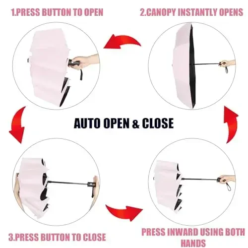 Kajaia 4 Pack Umbrellas Compact Windproof, Automatic Open and Close Folding Rain Umbrella Collapsible for Men Women Travel - 4