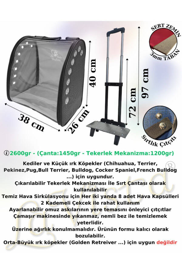 Kale Valiz Çekçekli Taşıma Çantası Gri - 7