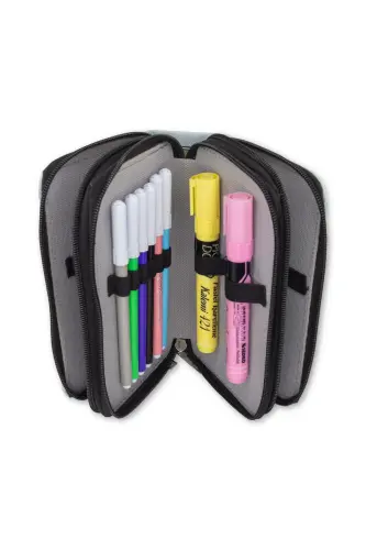 Kalem Kutusu Anime Black Üç Bölmeli Vegan Deri (KALEMLİK)-Anime Black - 5