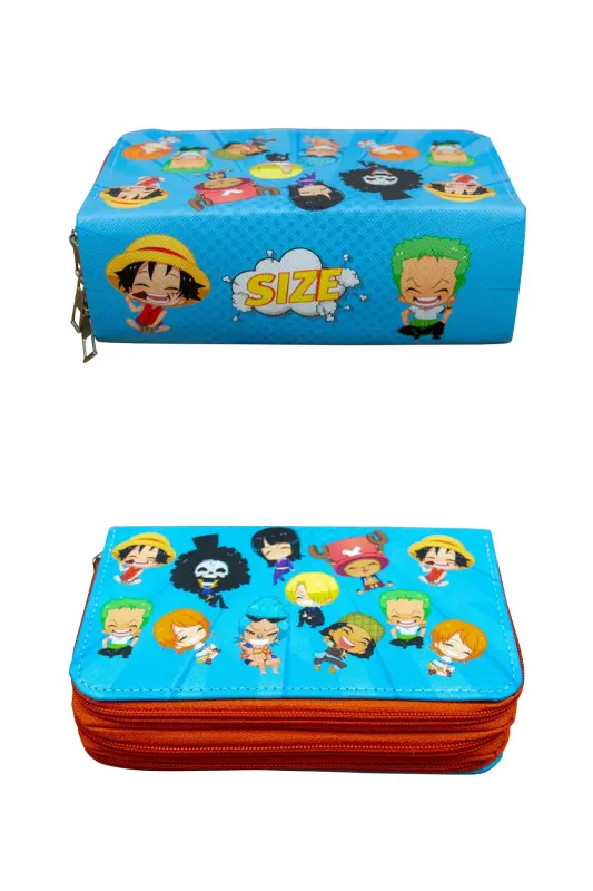 Kalem Kutusu Anime One Üç Bölmeli Vegan Deri (kalemlik)-One Pi - 3