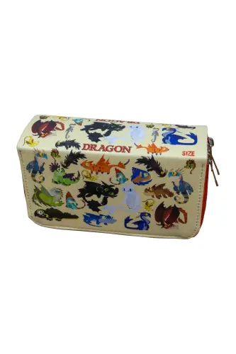 Kalem Kutusu Dragon Üç Bölmeli Vegan Deri - Dragon - SIZE (1)