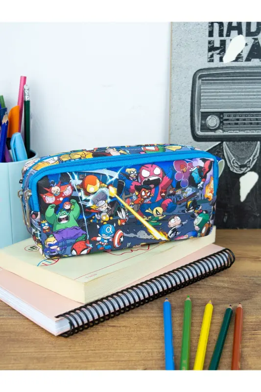 Kalem Kutusu Hero Kids Iki Bölmeli Vegan Deri (çift Gözlü Kalemlik)-Hero Kids - 1