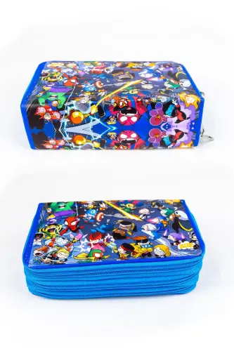 Kalem Kutusu Kids Heros Üç Bölmeli Vegan Deri Kalemlik-Kids Heros - 3