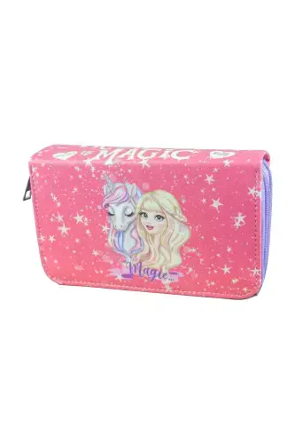 Калем Кутусу Macig Unicorn Vegan Deri Üç Bölmeli (калемлик)-Macig Unicorn Lila Фермуар - ONESIZE (1)