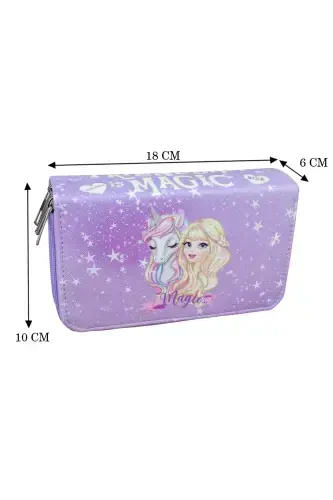 Kalem Kutusu Magic Unicorn Lila Vegan Deri Üç Bölmeli (kalemlik)-Magic Unicorn Lila - 4