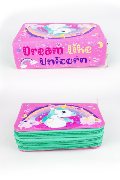 Kalem Kutusu Unicorn Dream Like Organizer Üç Bölmeli (KALEMLİK PEMBE) - 3