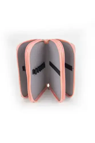 Kalem Kutusu Zebra Desen Pembe Vegan Deri Üç Bölmeli (kalemlik)-Zebra Pembe - 5