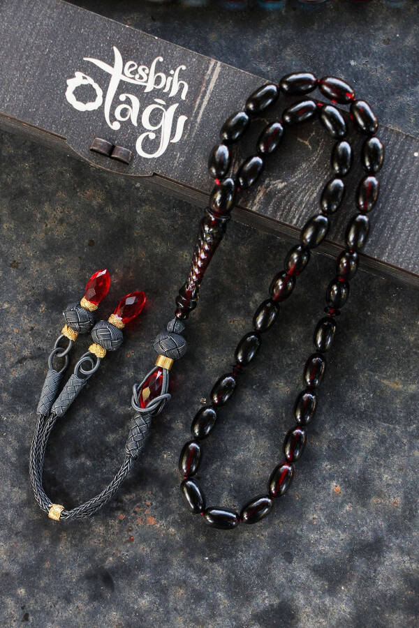 Kalemkar Series Silver Tassel Fire Amber Rosary - 5