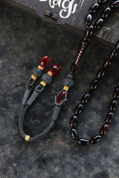 Kalemkar Series Silver Tassel Fire Amber Rosary - 6