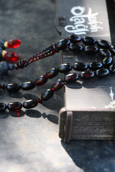 Kalemkar Series Silver Tassel Fire Amber Rosary - 7