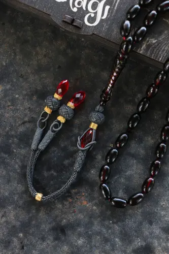 Kalemkar Series Silver Tassel Fire Amber Rosary - TESBIH OTAĞI (1)