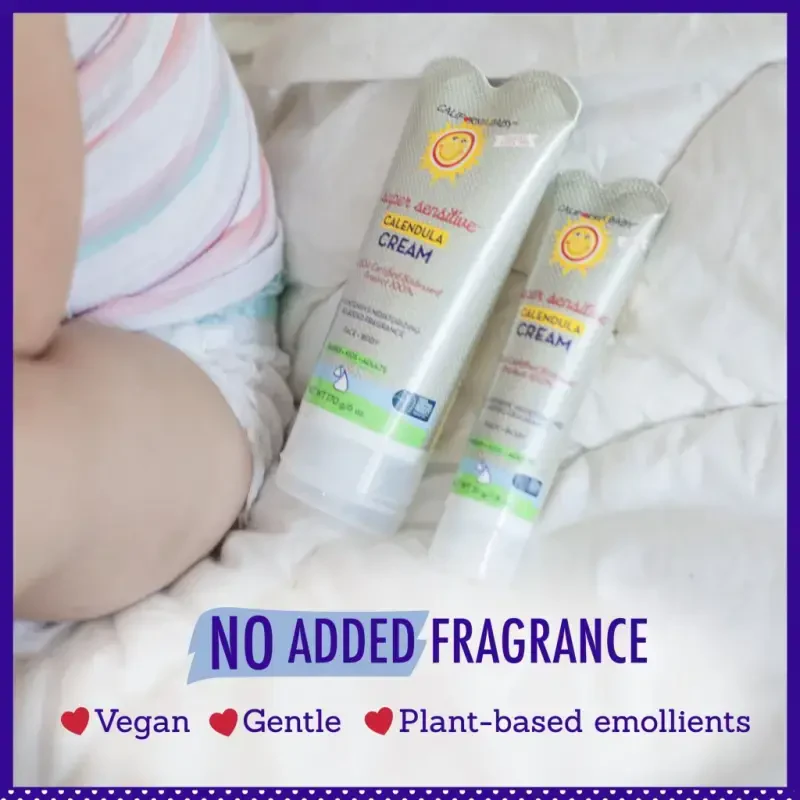 Kaliforniya Baby Kalendula Kremi (Hidsiz) | Tinchlantiruvchi chaqaloq yuzi kremi | 100% O'simlik asosidagi | Organik Kalendula + Aloe Vera | Sezgir teriga mo'ljallangan hidsiz loson | Allergiyaga chidamli | 51g - 7