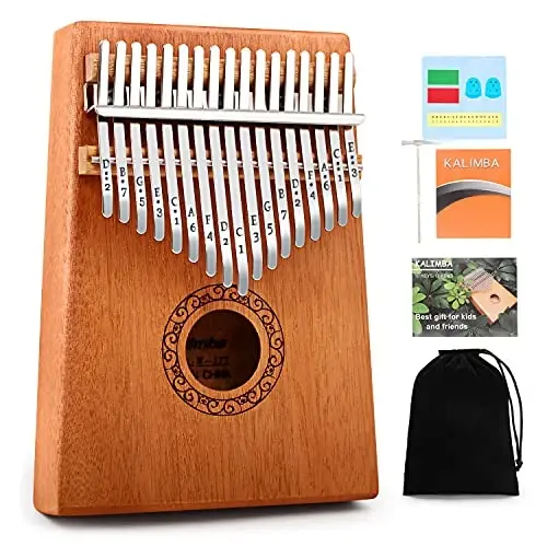 Kalimba Bosh Barmog' Piyanosi, YUNDIE Ko'chma 17 Tug'macha Mbira Barmog' Piyanosi, Sozlash Bolg'asi va O'rganish Qo'llanmasi, Musiqa Asboblari Tug'ilgan Kun Sovg'asi Bolalar Kattalar Yangi Boshlanuvchilar Professional (Jigarrang) - 4