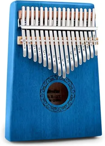 Kalimba Thumb Piano, YUNDIE Portable 17 Keys Mbira Finger Piano with Tune Hammer and Study Instruction, Musical Instruments Gift for Kid Adult Beginners Professional (Blue) 