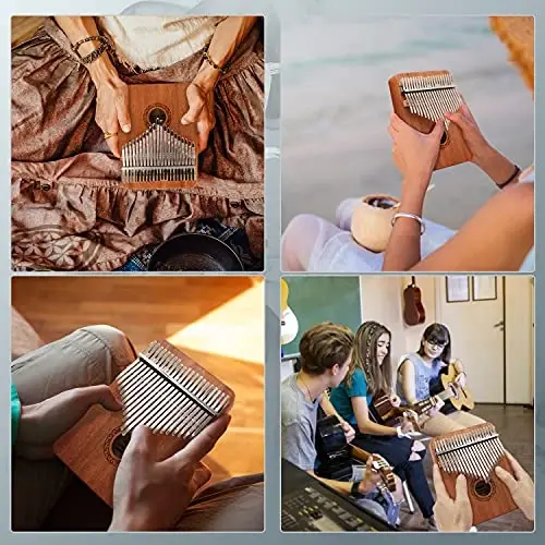 Kalimba Thumb Piano, YUNDIE Potable 17 Keys Mbira Finger Piano with Tune Hammer and Study Instruction, Adult Beginners Professional uchun musiqa asboblari sovg'asi (jigarrang, 21 keys) - 5
