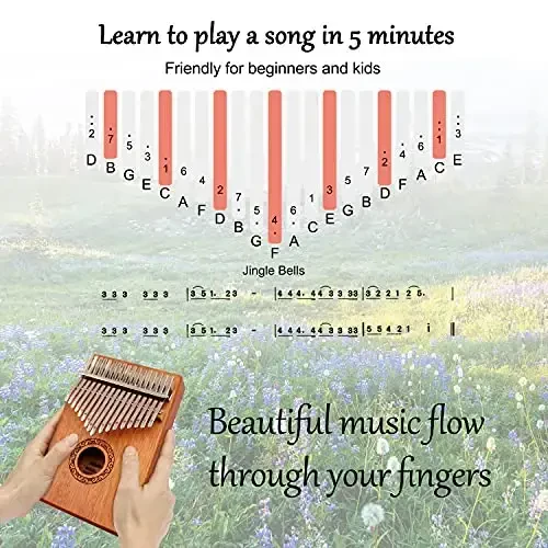 Kalimba Thumb Piano,YUNDIE Portable 17 Keys Mbira Finger Piano with Tune Hammer and Study Instruction,Musical Instruments Birthday Gift for Kid Adult Beginners Professional(Brown) - MODAZONE (1)