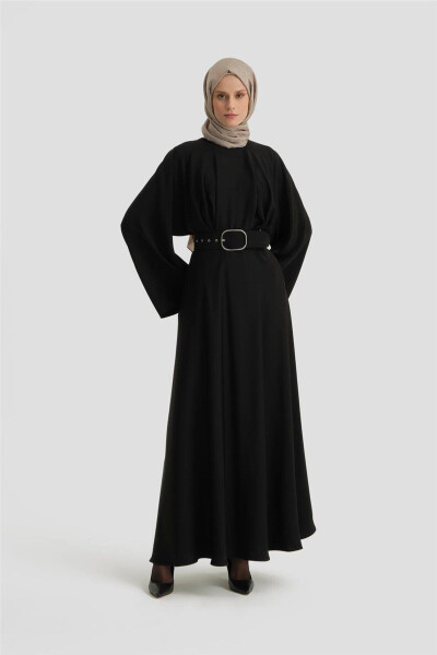 Kalın Kemerli Elbise 24k9905 Siyah - ARMINE