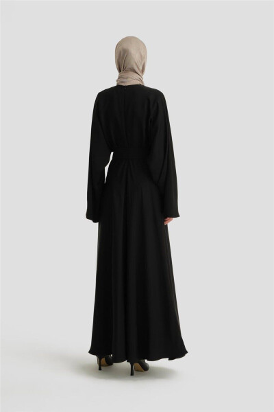 Kalın Kemerli Elbise 24k9905 Siyah - 4
