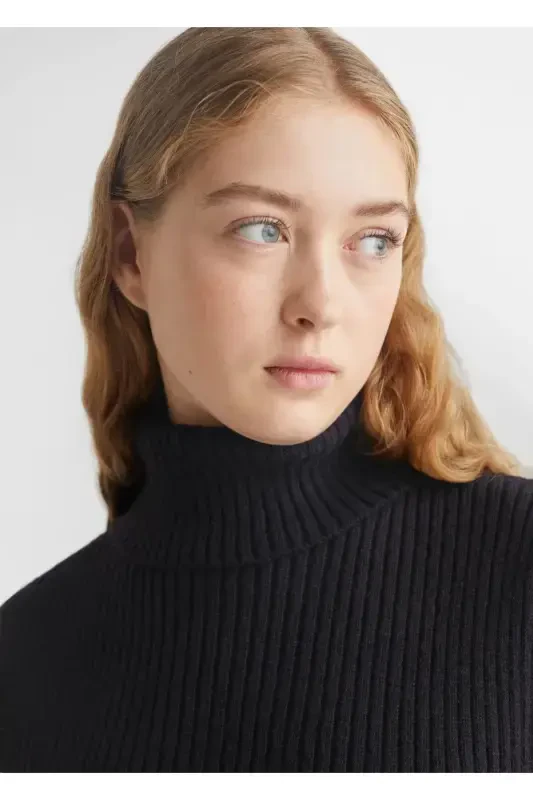 Kalın örgülü yelek-Siyah - 6