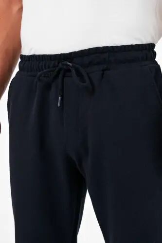Kalın Siyah-Antrasit Erkek 2'li Eşofman Altı Jogger Arka Cepli Paça Lastikli Regular Fit Şardonsuz - Gri-Lacivert - 4