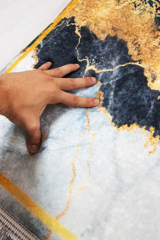 3cm Kalın Süngerli Yumuşak Seccade Diz Ağrıtmaz Çeyizlik Hediyelik Namazlık Katlanabilir (70X120CM) - LACİVERT GOLD - 3