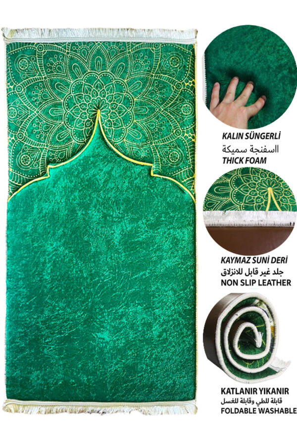 3cm Kalın Süngerli Yumuşak Seccade Diz Ağrıtmaz Çeyizlik Hediyelik Namazlık Katlanabilir (70X120CM) - Renkli - 10