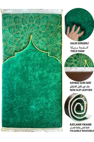 3cm Kalın Süngerli Yumuşak Seccade Diz Ağrıtmaz Çeyizlik Hediyelik Namazlık Katlanabilir (70X120CM) - Renkli - 4
